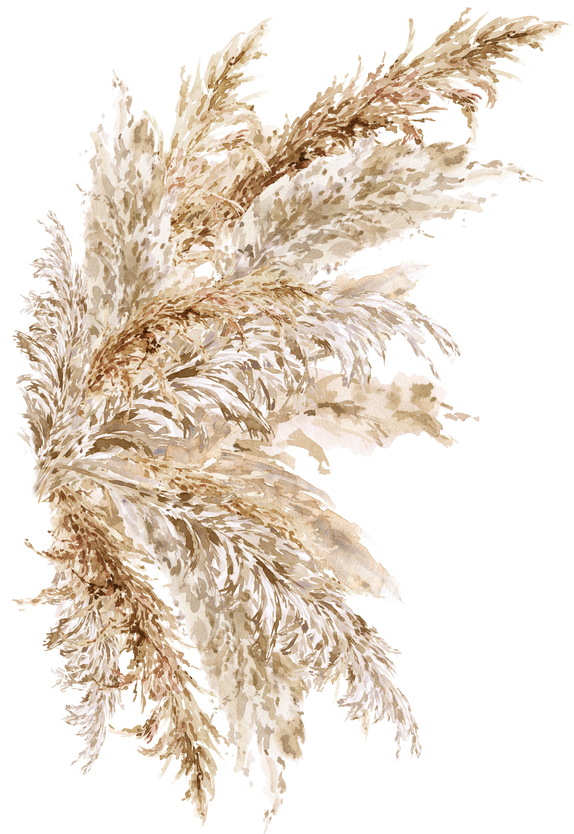 Watercolor Pampas Grass floral neutral beige bouquet